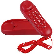 BLUE DONUTS BD3496711 Slimline Red Colored Phone For Wall Or Desk With Memory