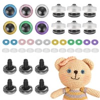 FüR 12 Stk. Glitzer-Sicherheitsaugen, 20Mm Plastik 3D HäKelpuppenaugen, 6 Farben