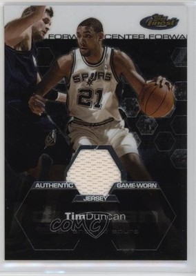 2002-03 Topps Finest Game-Worn Jersey /999 Tim Duncan #126 HOF 10p1