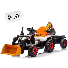 24V Electric Ride On Tractor for Kids, Parent Remote, Excavator, Dump Wagon