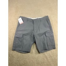 Dockers Mens 38 Cargo Shorts Gray Flat Front 10.5' Inseam Stretch Performance