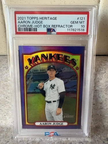 2021 Topps Heritage Aaron Judge Hot Box Refractor #121 PSA 10 Gem Mt!! 🔥🔥