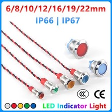 6-22mm Metal LED Indicator Light Pilot Dash Panel Lamp Waterproof Car Boat