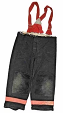 44x30 Janesville Black Firefighter Turnout Pants Orange tape & Suspenders P1483