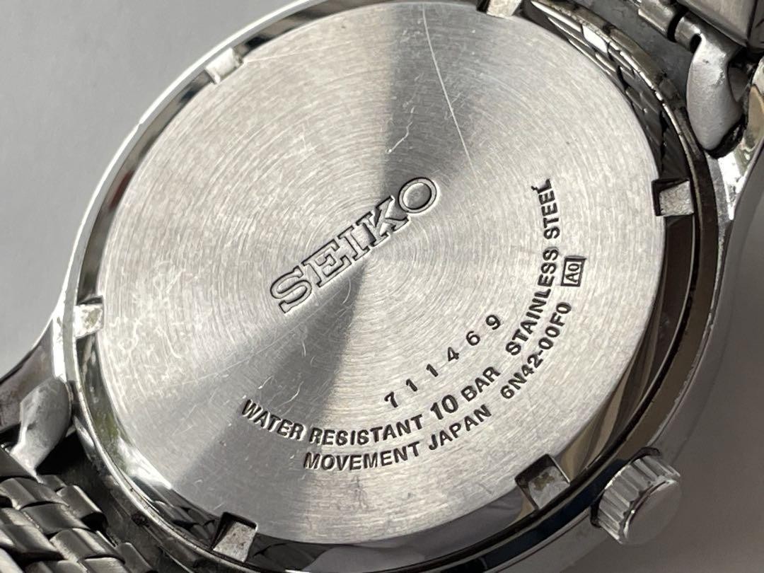 SEIKO 6N42-00F0 100M Blue Dial Date Analog Quartz Men's