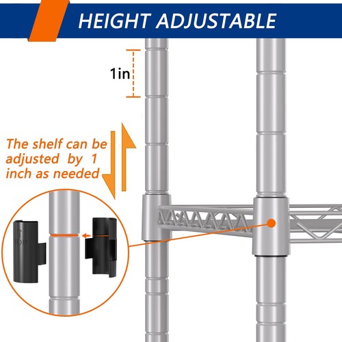 REGILLER 5-Wire Shelving Metal Storage Rack Adjustable Shelves,Standing Stora... - Picture 5 of 7