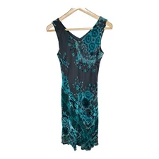 Vintage Y2K Velvet Burnout Dress Size 12 Sleeveless Forest Fairy Whimsygoth