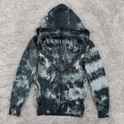 Affliction Hoodie Men's S VTG Y2K Sacrifice Reversible Full Zip