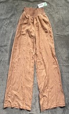 Love Tree NEW Peachy Linen Blend Wide leg Pants Stretchy Waist NWT Size Small