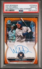 2023 Bowman Chrome Prospect Autographs Wilyer Abreu Orange /25 PSA 10 - POP 3!!