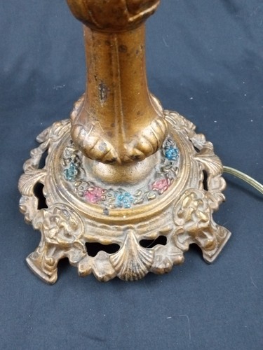 Antike Kunsthandwerk Tischlampe Bronze Finish Band Schleife - Bild 4 von 8