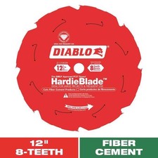 Diablo HardieBlade 12" Fiber Cement Blade 8T Polycrystalline Diamond 1" Arbor