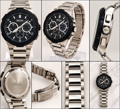BOSS Hugo Boss Men's Chronograph Quartz Black Dial 42mm SS Bracelet 50m