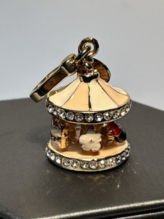 Miss Girl Carousel Charm Gold Tone Rhinestone Enamel Y2K