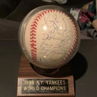 New York Yankees Team Signed Baseball 1998 World Series Champions Display Case