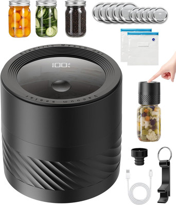 Electric Mason Jar Vacuum Sealer Kit with Auto-Stop, 1200Mah Cordless Jar Vacuum