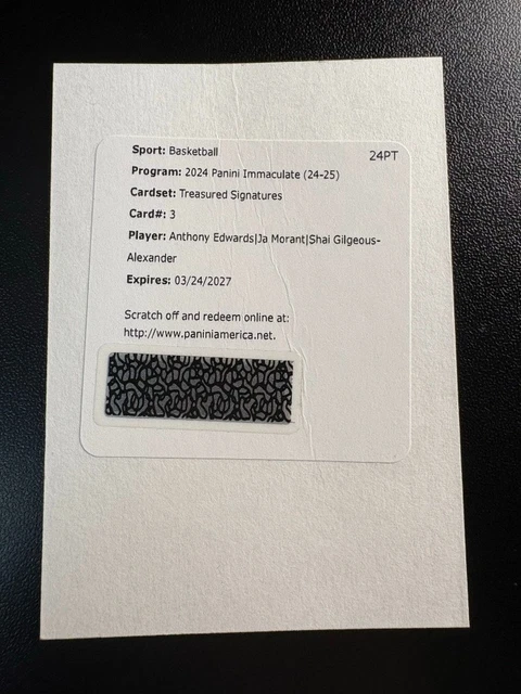 2024 Immaculate Anthony Edwards Ja Morant Shai Gilgeous-Alexander Treasured /5