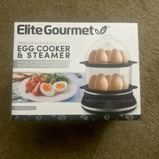 Elite Gourmet Easy Egg Cooker & Steamer. Cook Up to14 Eggs, Rice, Veggies, Fish