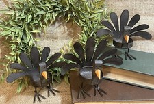 Set of 3 RUSTIC Metal TURKEY Votive Tea Light Candle Holders Fall Thanksgiving