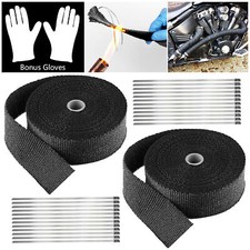 2 Roll X 2 50ft Black Exhaust Wrap Header Manifold Fiberglass Heat Wrap Tape 2 Roll X 2 50ft Black Exhaust Wrap Header Manifold Fiberglass Heat Wrap Tape