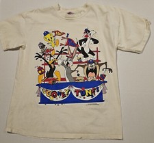Vintage 1994 90's Taz Bugs Bunny Tweety Looney Tunes Sun T-Shirt Cartoon- 1XL