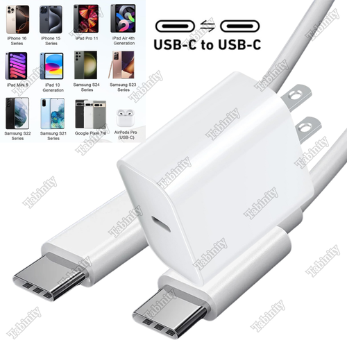 USB C Type C Fast Charger Cord 20W Adapter For iPhone 15 16 Pro iPad Pro Android - Picture 1 of 14
