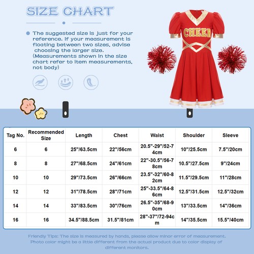 Kids Girls Cheerleading Dance Set V Neck Cheer Leader Outfit CHEER Printed - Picture 23 of 41