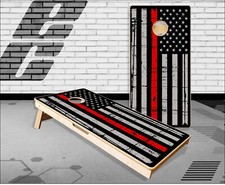 Thin Red Line Distressed Flag Cornhole Boards Bean Bag Toss Game