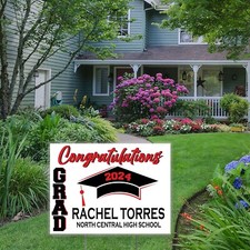 Class of 2024 Graduate Personalized Yard Sign, Red and Black Graduation Sign