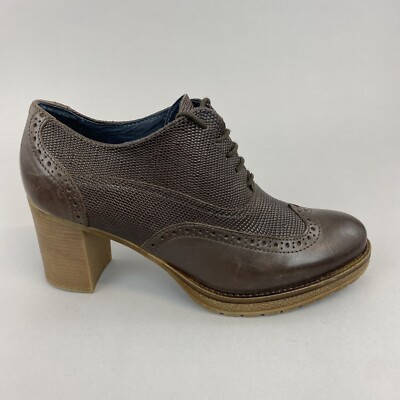 Bussola braune Leder Stiefeletten Semi Brogues Absatz Bootie Boots Gr.40 UK6,5