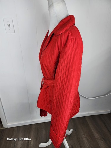 R.Q.T. Wms Sz PXL Red Color Lt Weight Quilted Belted Jacket R7 - Picture 16 of 24