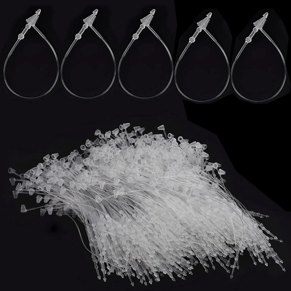 3" Plastic Fastener Clear Hang Tag Snap Lock Plastic Tag Fasteners Pin Securi... - Image 2 of 4