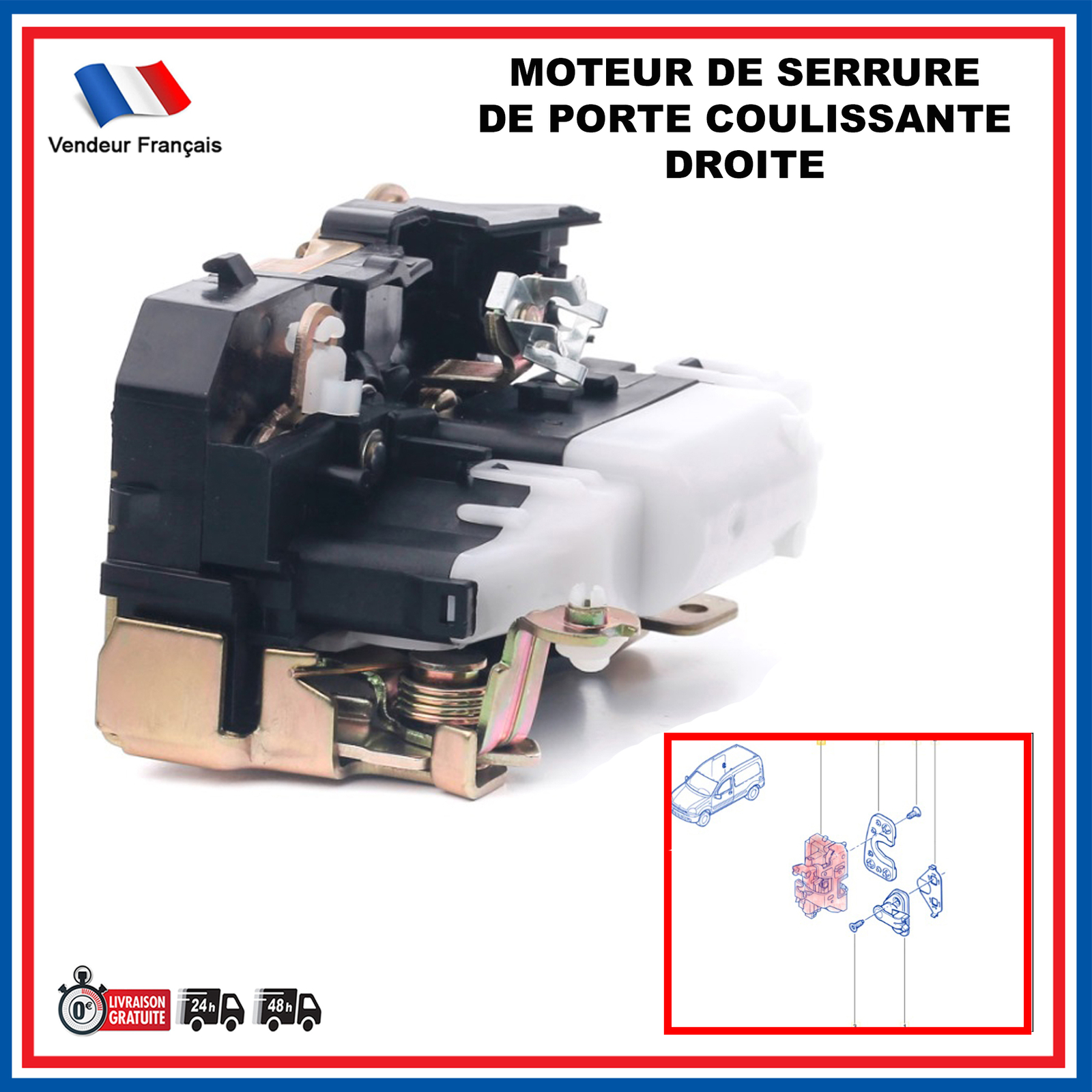 Gâche électrique de porte latérale droite Kangoo 1 sécurisation de votre utilitaire 8200051733