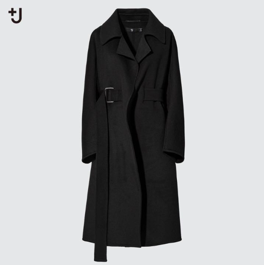 Uniqlo Jil Sander Cashmere blend wrap long coat Women Black XS