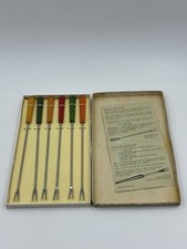Bakelite Fondue Skewers Mixed Colors New Old Stock Set of 6 Vintage