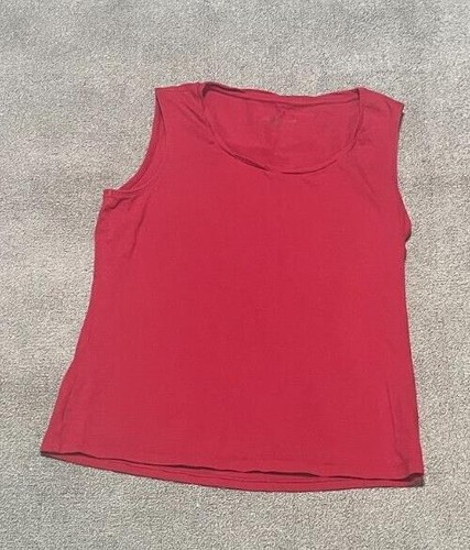 Haut Sans Manches Coldwater Creek Taille 2X - Rouge à Motifs Floraux Dentelés - Coton Et Nylon Doublé