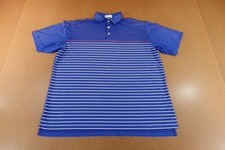 Peter Millar Summer Comfort Mens Size Large Blue Striped Short Sleeve Polo Shirt