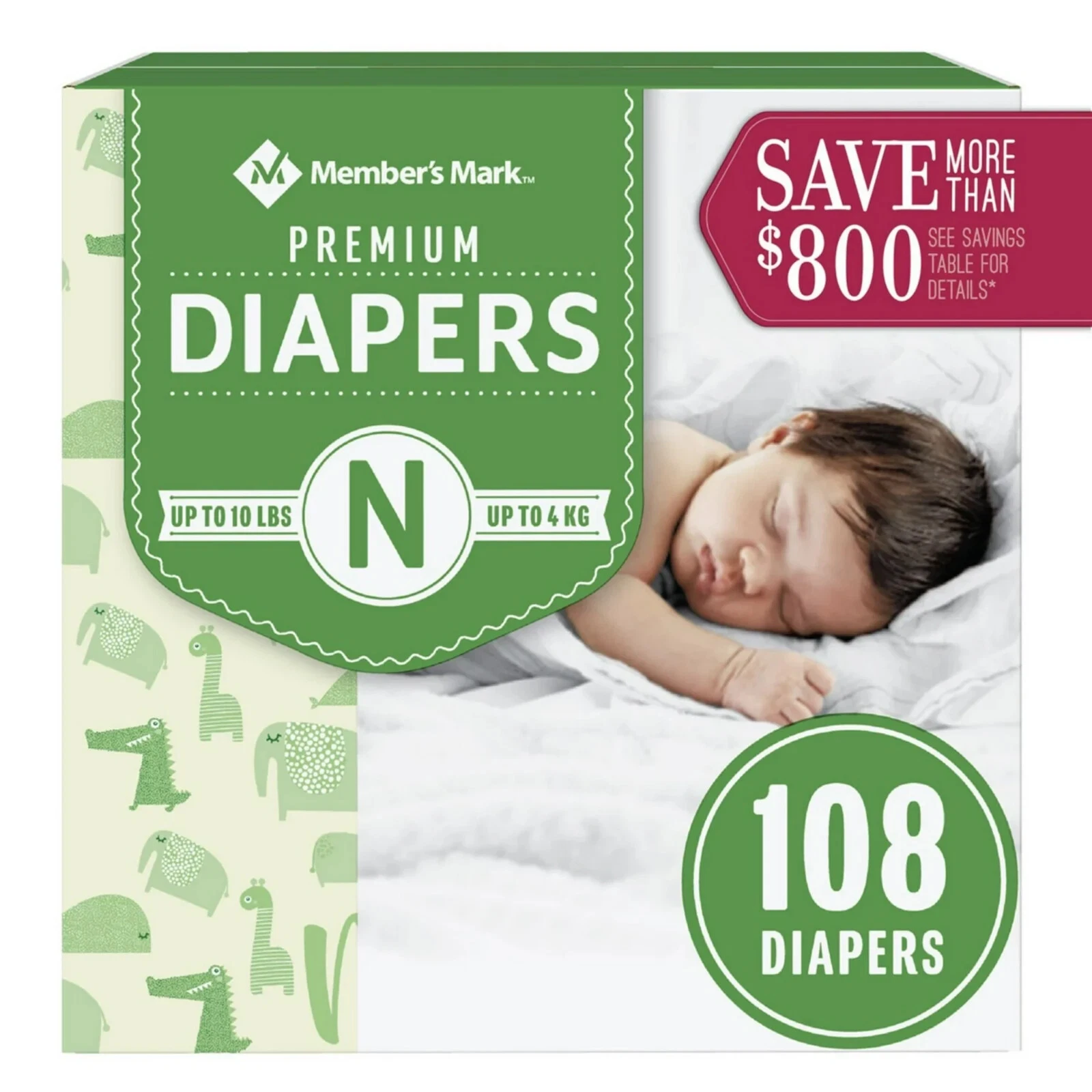 Member's Mark Premium Baby Diapers, Sizes: Newborn - 7