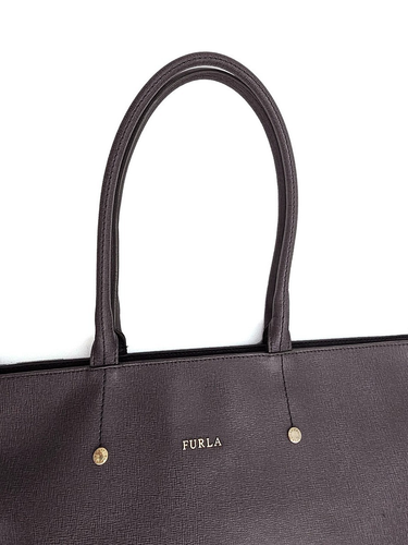 Furla Melissa Gray Leather Shopper Tote - Picture 9 of 12