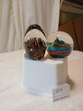 Vtg Lot OF 2 PAPER WEIGHT HAND BLOWN Glass MULTI COLOR CONTROLLED BUBBLES