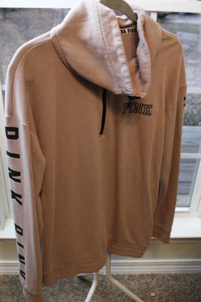 UNDERCOVER Felpa con cappuccio Victoria's Secret ROSA M pullover quarto zip logo tortora