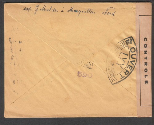 France 1945 WWII Lyon LYY censor cover Marguillies Nord to Red Cross Geneva - Picture 2 of 2