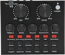 wendeekun Live Sound Card, Mini Sound Mixer Board, V8 Voice Sound Card Reverbera