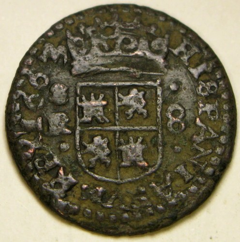 SPAIN 8 Maravedis 1663 SR - Billon - Philip IV