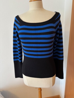 Damen Strick Pullover ,Gr.M  Schwarz/Blau Streifen, Marke:FISHBONE,NEU