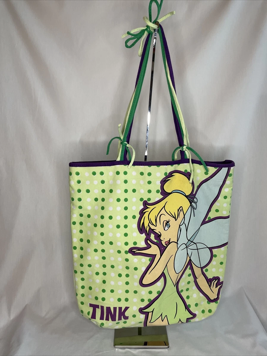 Disney Tinkerbell Tink Tote Bag Shoulder Bag Lime Green Soft t shirt Material