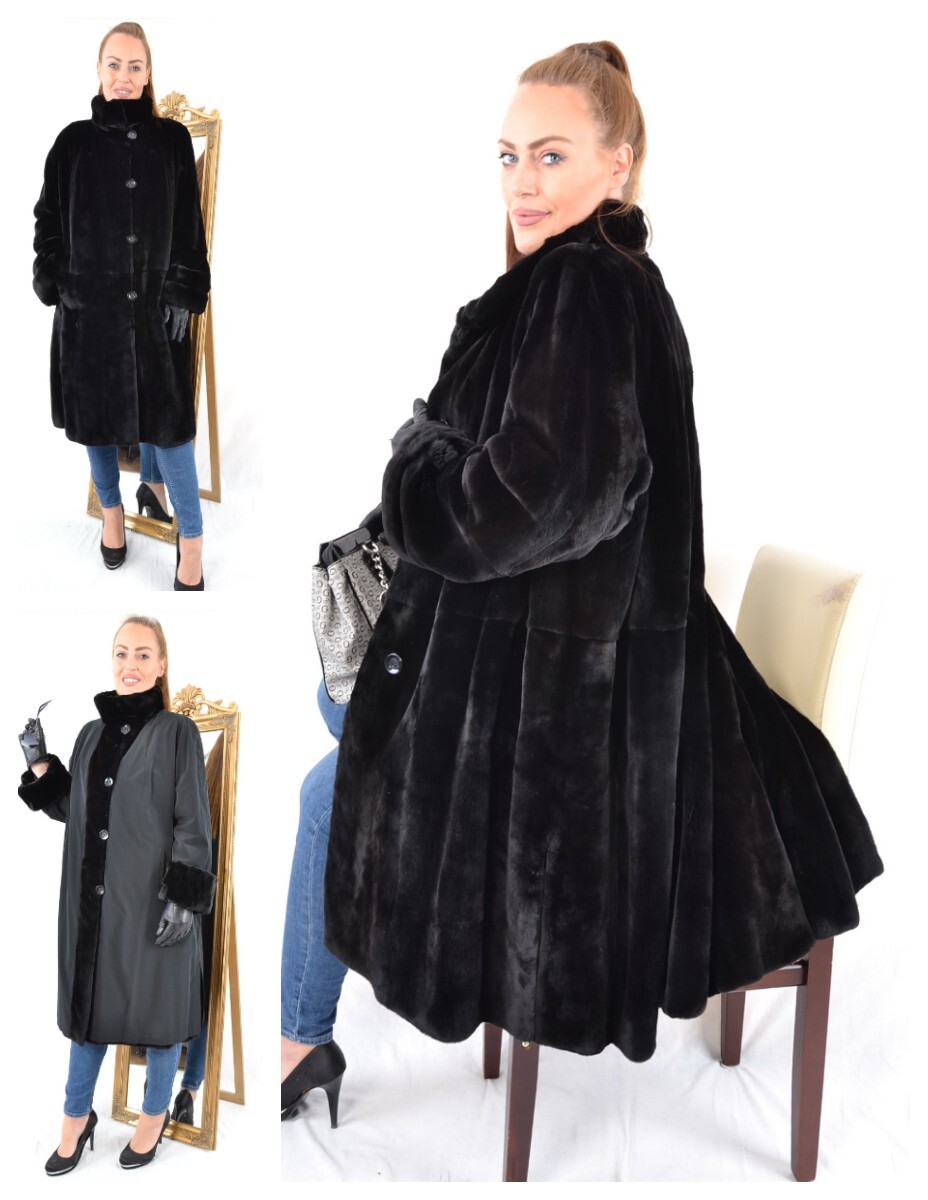 US4038 REVERSIBLE REAL SHEARED WEASEL FUR COAT KOLINSKY WEASEL