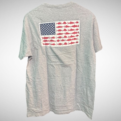 Columbia Shirt Uomo Grande Manica Corta Grigio Bandiera Americana Girocollo T Shirt - Foto 3 di 7