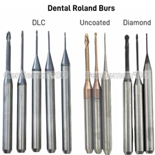 Dental Roland Coated DLC/Diamond/Uncoated Milling Burs Zirconia Cutting CAD CAM