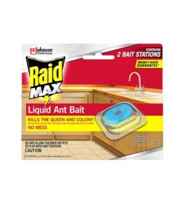 Raid Max Liquid Ant Bait; Kills Ants Where They Breed 0.25fl oz x 2 pk [G2]
